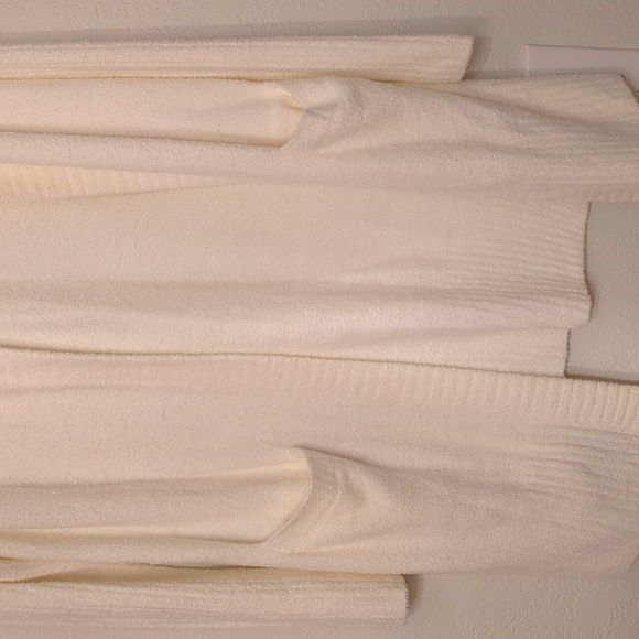 Barefoot Dreams Cozy chic lite knit long line hooded Open Cardigan Pearl Sz M - Picture 3 of 10